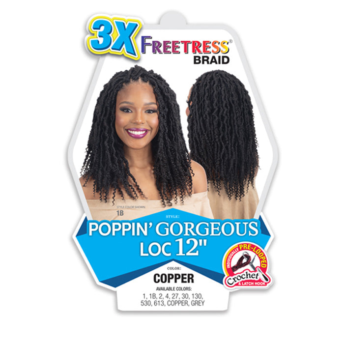 Freeetress Pre-Looped Crochet Braids - 3X POPPIN GORGEOUS LOC 12" Alexwigs