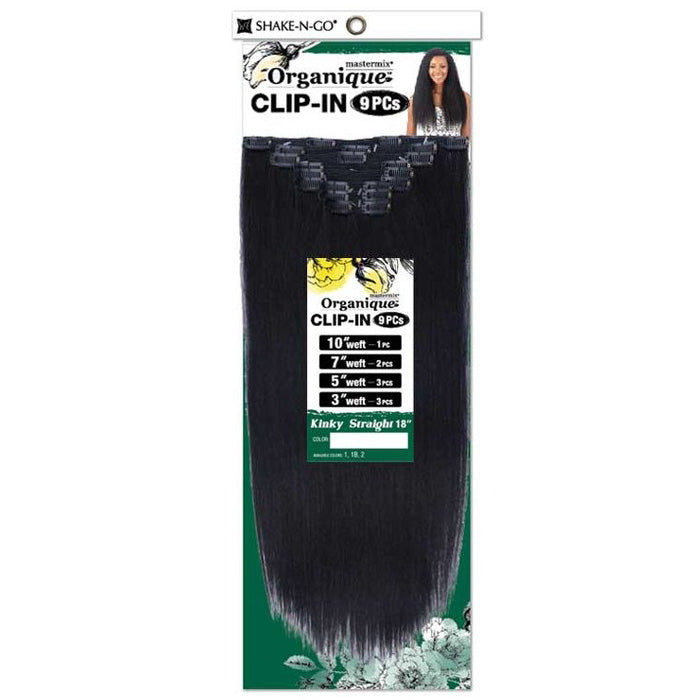 Shake N Go Organique Clip-In Weaves - KINKY STRAIGHT 18" 9 PCS Alexwigs