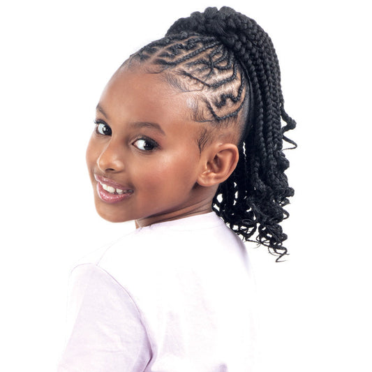 Shake N Go For Kids Drawstring Ponytail - BOX BRAID WITH CURLS Alexwigs