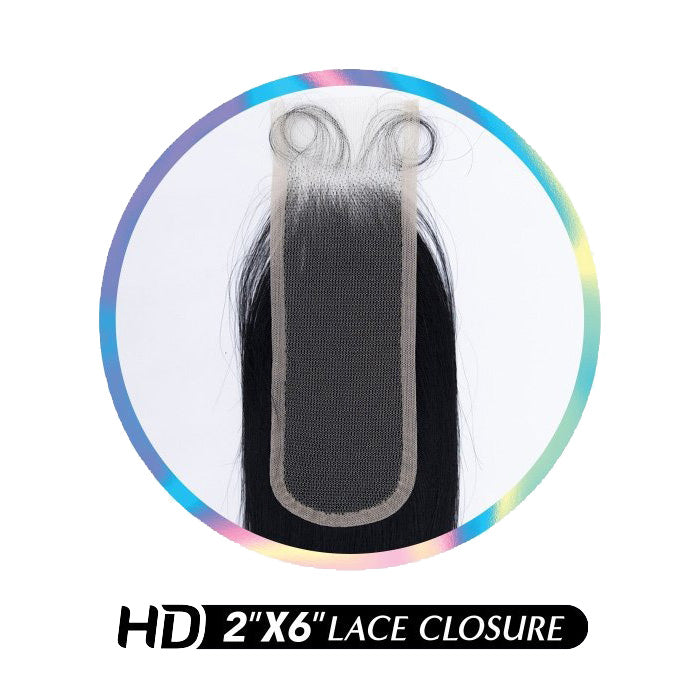 Shake N Go Glossy HD Lace Closure - 2X6 STRAIGHT 12" - 100% Virgin Remy Hair Alexwigs