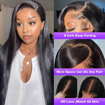 13x4 Pre-Cut Lace Front Straight Wig Real Ear To Ear Pre-Cut & Pre-Pluck & Pre-Bleached Pre-All Wig Alexwigs