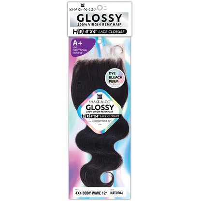 Shake N Go Glossy 100% Virgin Remy Hair HD 4x4 Lace Closure - 4x4 BODY WAVE 12"/16" Alexwigs