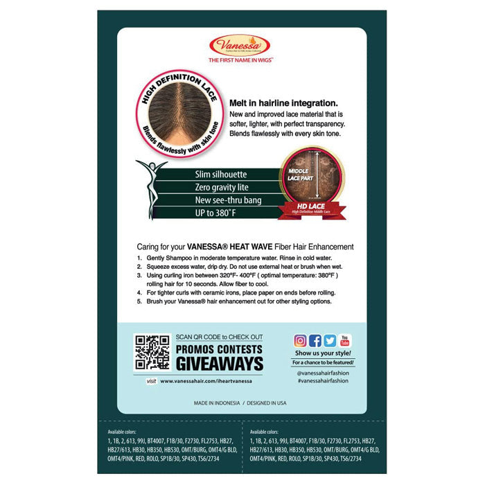 Vanessa Slim Bang HD Middle Part Lace Wig - LSB SUNI Alexwigs