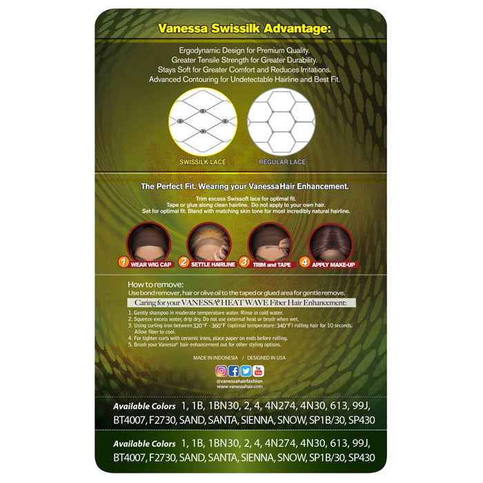 Vanessa Top Super DRJ-Side Lace Part Swissilk Front Wig - TOPS DRJ VELIN Alexwigs