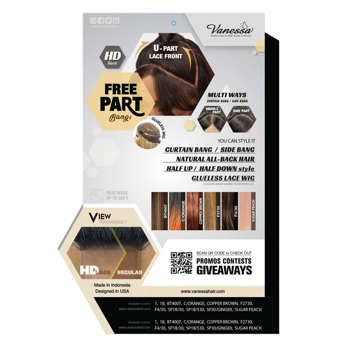 Vanessa View U-Bang Glueless HD Lace Free Part Wig - VIEW U-BANG SH-WAVE