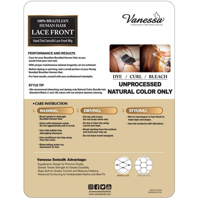 Vanessa Brazilian Human Hair Swiss Lace Front Wig - TMH AISHA Alexwigs