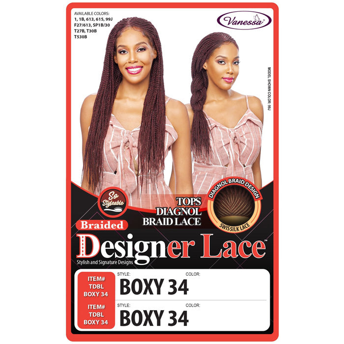 Vanessa Designer Lace Tops Diagonal Braid Swiss Lace Front Wig - BOXY 34 Alexwigs