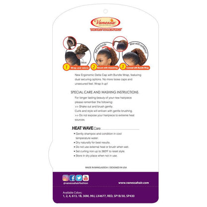 Vanessa Delta Cap Drawstring With Bundle Wrap Express Curl Ponytail - DTB BRAVA Alexwigs