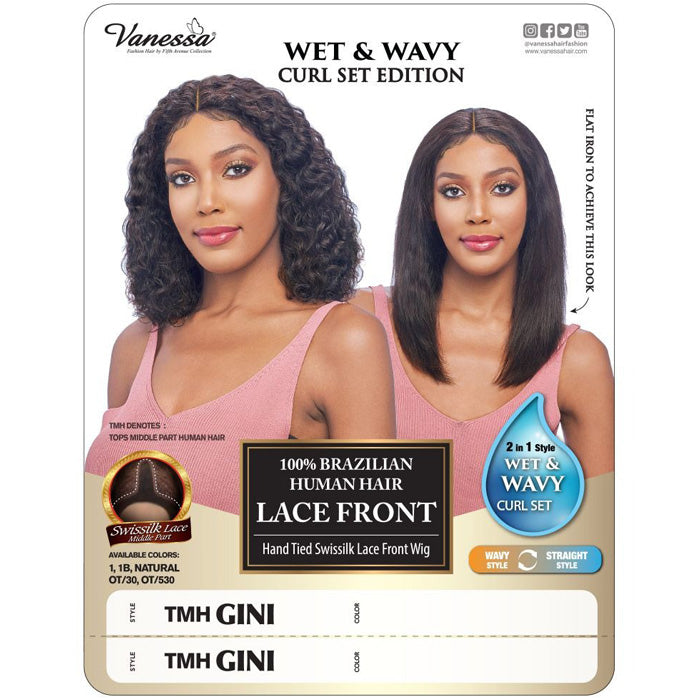 Vanessa 100% Brazilian Human Hair Wet & Wavy Swissilk Lace Front Wig - TMH GINI Alexwigs