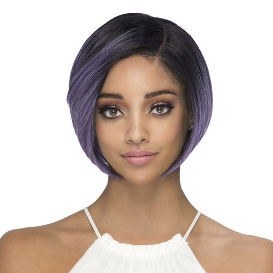 Vivica A. Fox New Futura Fiber 10" LAYERED BOB WITH SWEPT BANG & INVISIBLE SIDE CURVED PART(RIGHT) Wig - ALLEGRA