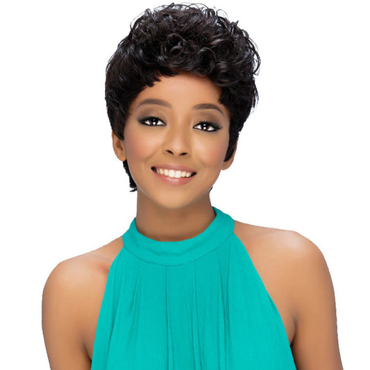 Vivica A Fox Remi Natural Human Hair wig SHORT LAYERED CUT WITH TIGHT PIN-CURL FRONT BANG - VIVID