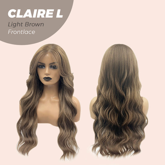 JBEXTENSION 26 Inches Light Brown Body Wave Pre-Cut Frontlace Glueless Wig CLAIRE L LIGHT BROWN Alexwigs