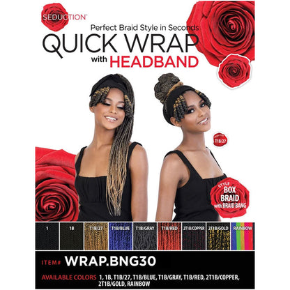 Seduction Quick Wrap with Headband Wig - BOX BRAID with BANG 30" - WRAP.BNG30 Alexwigs