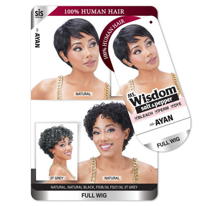 Zury Sis Ms. Wisdom Salt & Pepper 100% Human Hair Full Wig - HR-AYAN Alexwigs