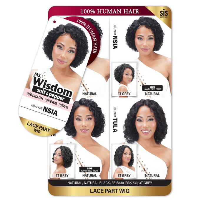 Zury Sis Ms. Wisdom Salt & Pepper 100% Human Hair Lace Part Wig - NSIA Alexwigs