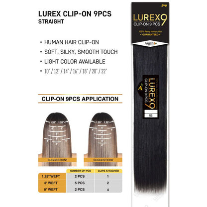 Zury Sis Lurex 100% Remy Human Hair Clip-On Weave - STRAIGHT 9 PCS 10-14" Alexwigs