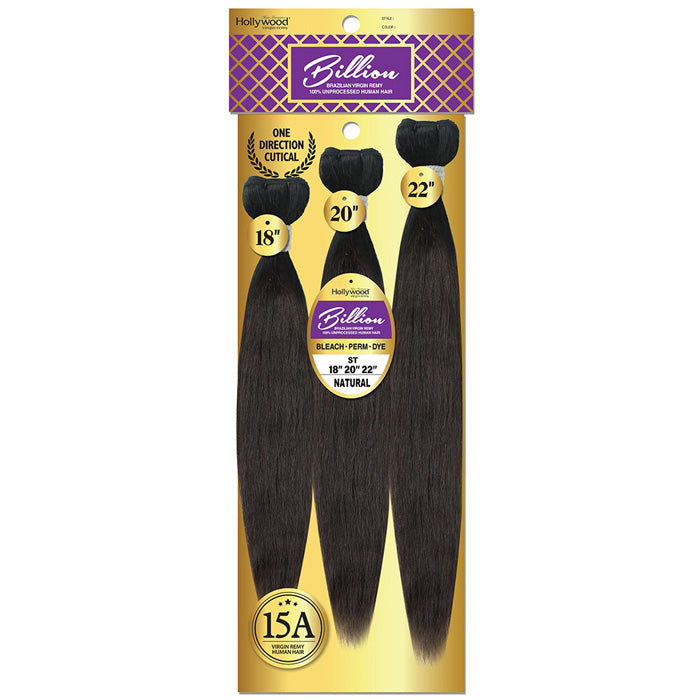 Hollywood Billion Brazilian Virgin Remy 100% Unprocessed Human Hair Weave - STRAIGHT - 10-28" (Multi Length/ 1 Pack) Alexwigs