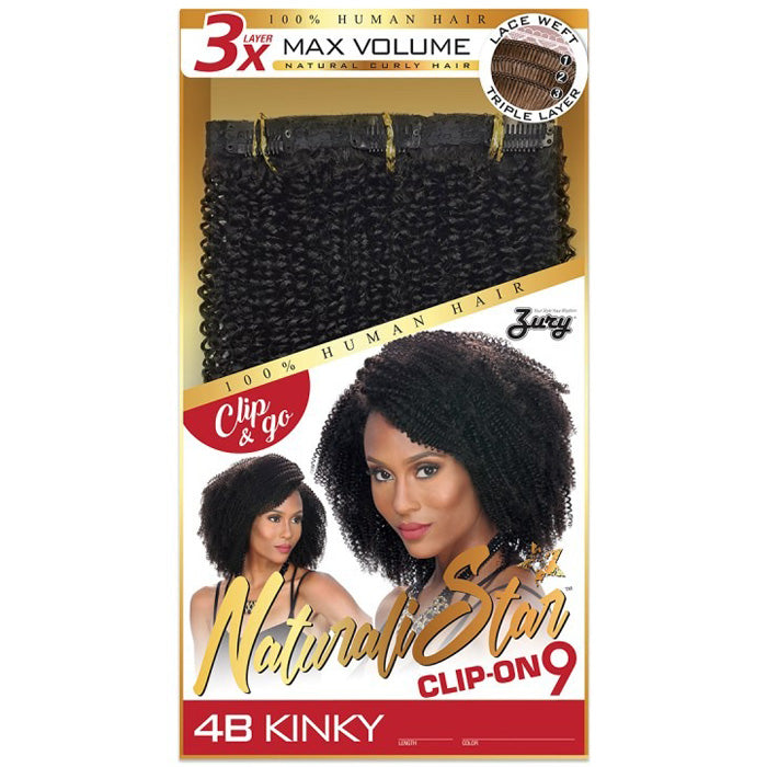 Zury Sis Naturali Star 100% Human Hair Clip-On 9 Weave - 4B KINKY 9 PCS Alexwigs