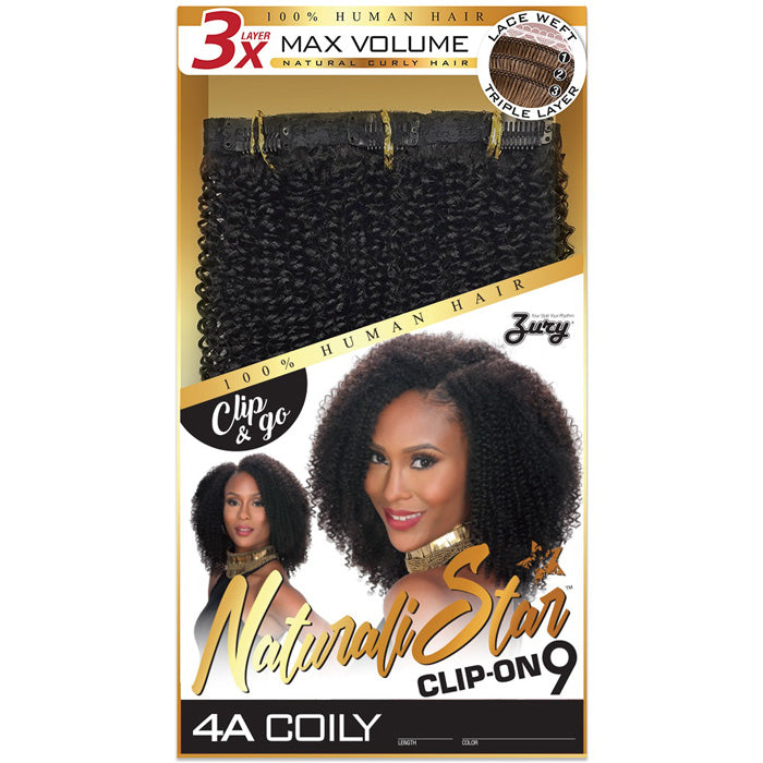 Zury Sis Naturali Star 100% Human Hair Weave Clip-On 9 - 4A COILY 9 PCS Alexwigs