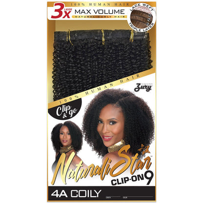 Zury Sis Naturali Star 100% Human Hair Weave Clip-On 9 - 4A COILY 9 PCS Alexwigs