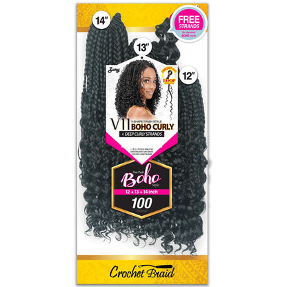 Zury Sis Loop Crochet Braid 100 Strands One Pack - V11 BOHO CURLY 12/13/14" Alexwigs