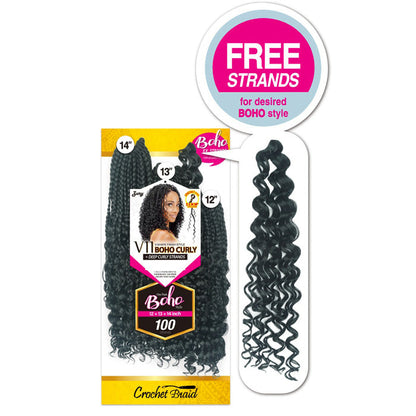 Zury Sis Loop Crochet Braid 100 Strands One Pack - V11 BOHO CURLY 12/13/14" Alexwigs
