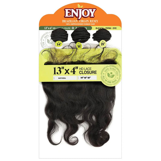 Zury Sis ENJOY 100% Human Hair Weave 10"-20" + 13x4 HD Lace Closure - S-BODY